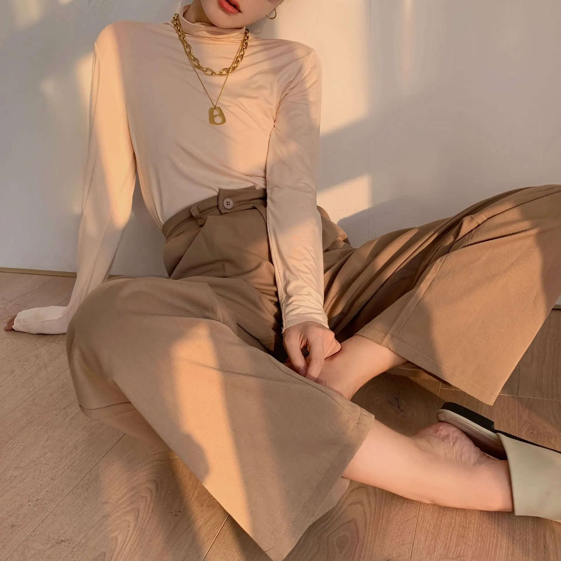 Woman Tshirts Autumn Winter New 2020 Full Stand Korean Fashion Undershirt Soft Comfortable Plus SizeSlimming Sexy Tops Undefined