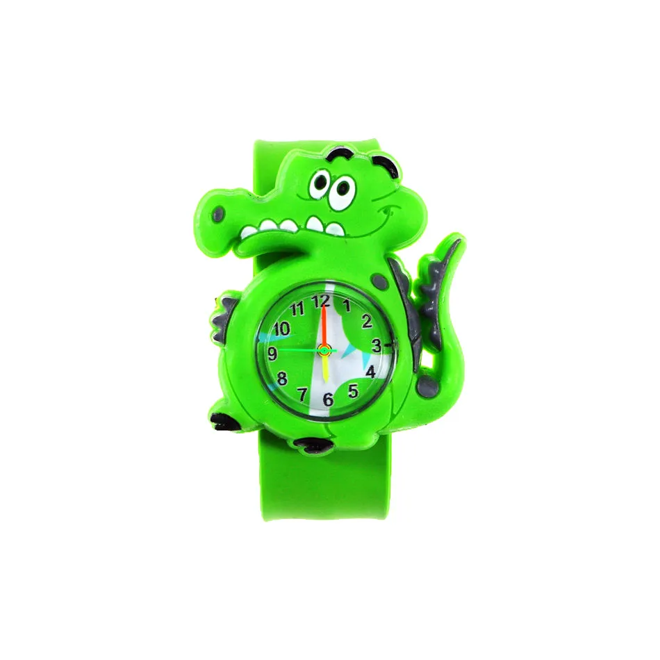 Часы для мальчиков с динозавром, 3D Мультяшные часы с животными для детей, игрушки, резиновые часы с ремешком, кварцевые часы
