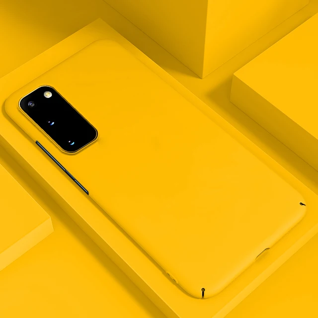 Ultra-thin Colorful Matte Hard PC Phone Case For Samsung Galaxy S20 S10 E 5G S9 S8 Note 10 9 Plus Cute Shockproof Frosted Cover Yellow