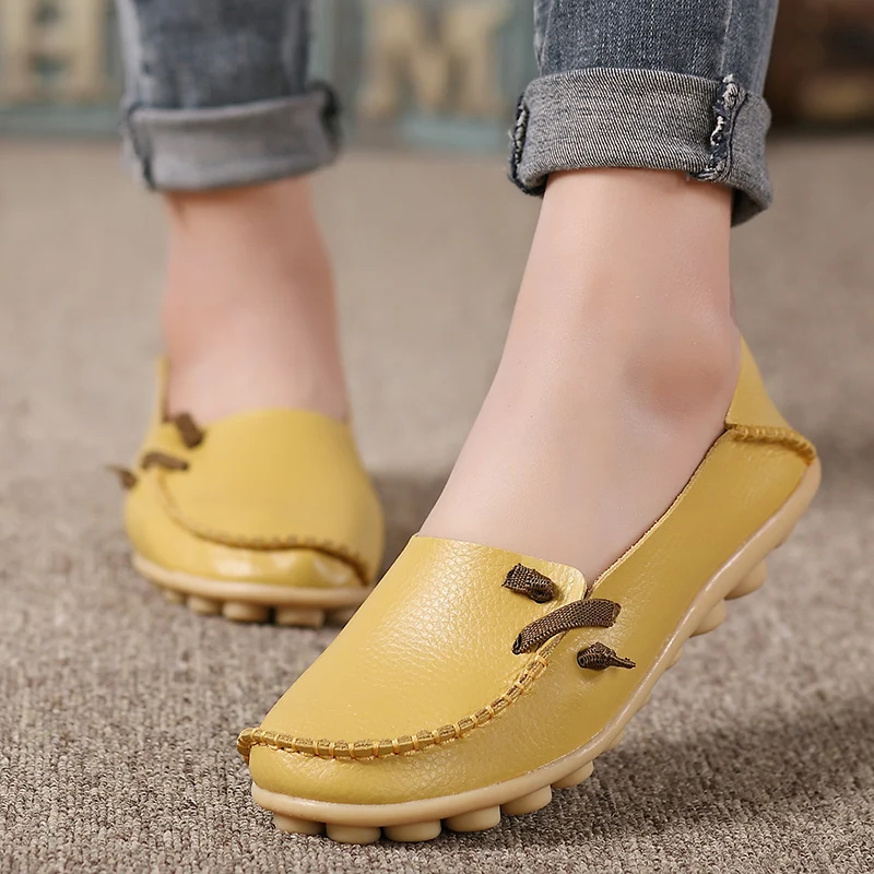 

2019 Spring Summer Women Plus Size 34-44 Genuine Leather Shoes Women Soft Nurse Loafers For Women Driver Chaussures Femme
