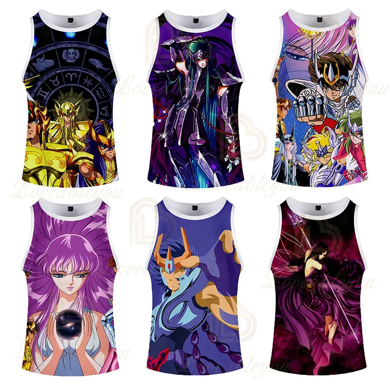 

Newest Anime Saint Seiya Tank Tops Harajuku Hipster 3d Printed Vest Unisex Summer Style for Men and Women Casual Vest