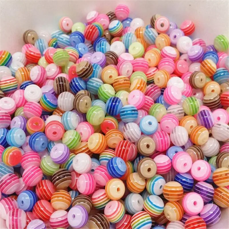 resin stripe Rainbow Beads with hole handmade craft DIY accessories IH108 | Дом и сад