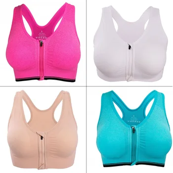 Front Zipper Underwear Fitness Shirt Push Up Yoga Crop Top Bras 3 Cloud Hide Sports Bra Women S XXXL Front Zipper Underwear Fitness Shirt Push Up Yoga