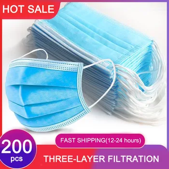 

100pcs 200pcs 300pcs Disposable Mask Medical face masks 3 Layer Filter Melt Blown Cloth Mouth Medical Mask ship in 24h