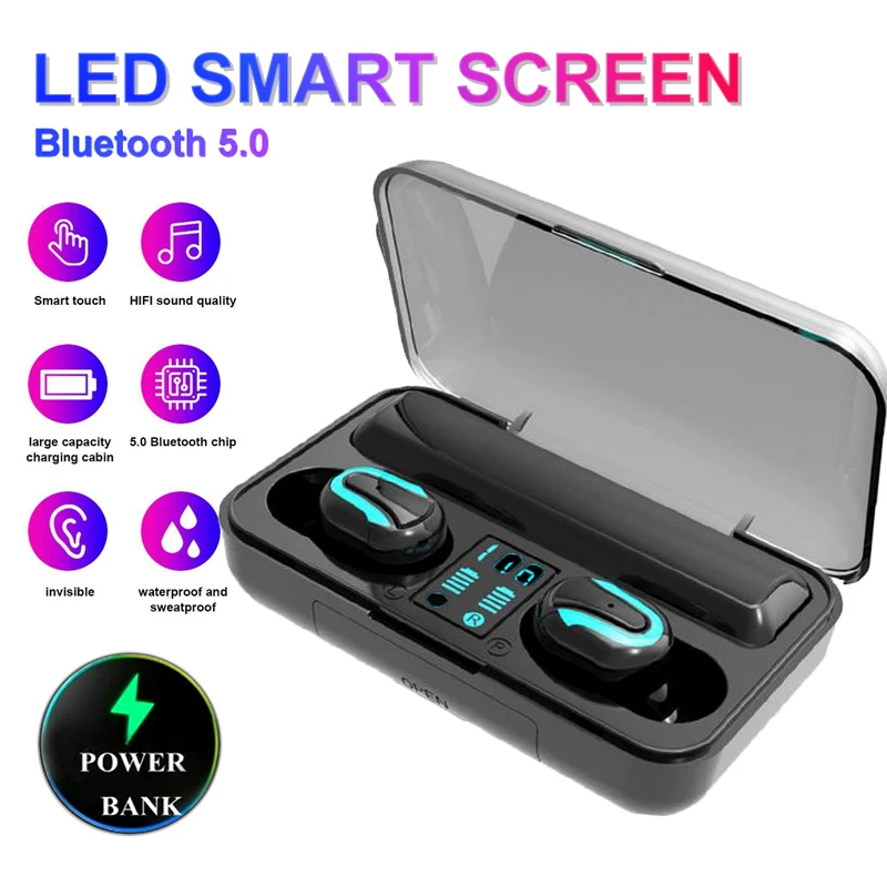 Ottwn TWS Q32-1 bluetooth наушники 5 0 HD Беспроводная гарнитура ЖК-дисплей с зарядным чехлом