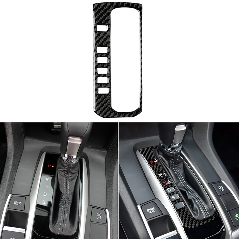 

Car Carbon Fiber Gear Shift Knob Panel Cover Trim for Honda Civic 10Th 2016-2019