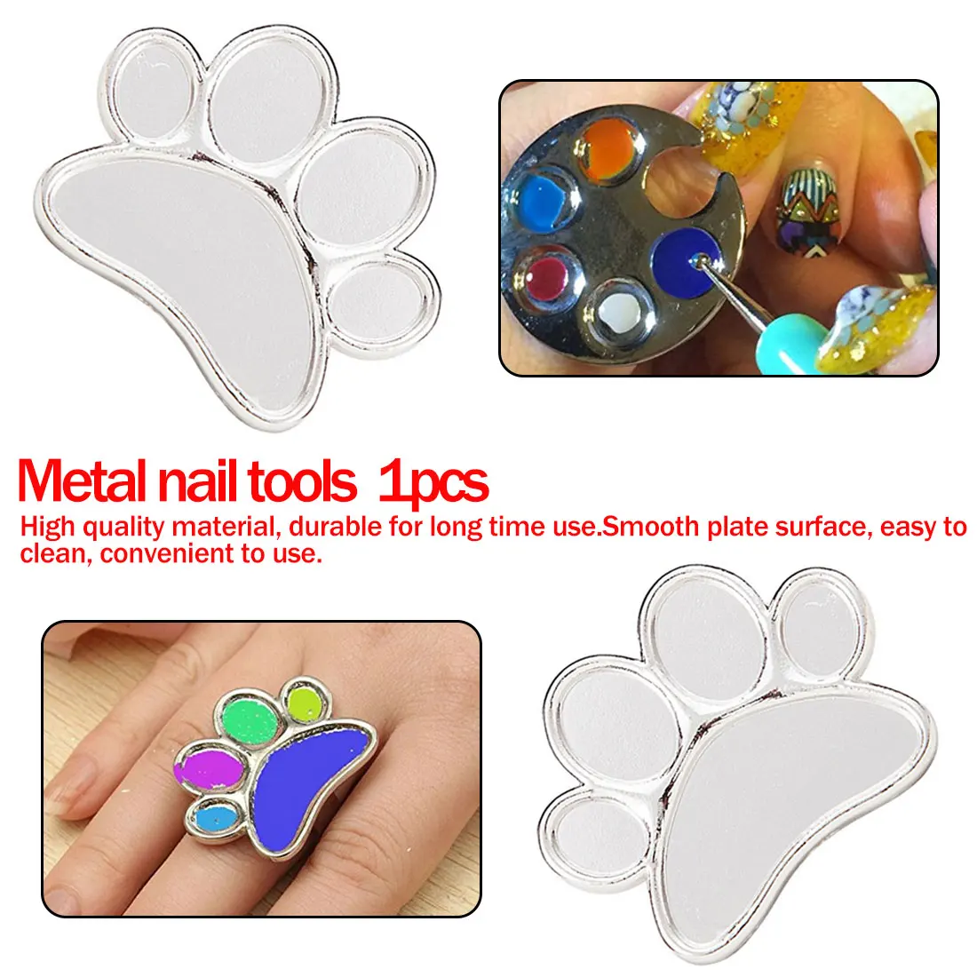 

Pigment Holder Storage Plate Manicure Tool 1pcs Nail Art Metal Finger Ring Palette Dish Acrylic UV Gel Polish Color Painting
