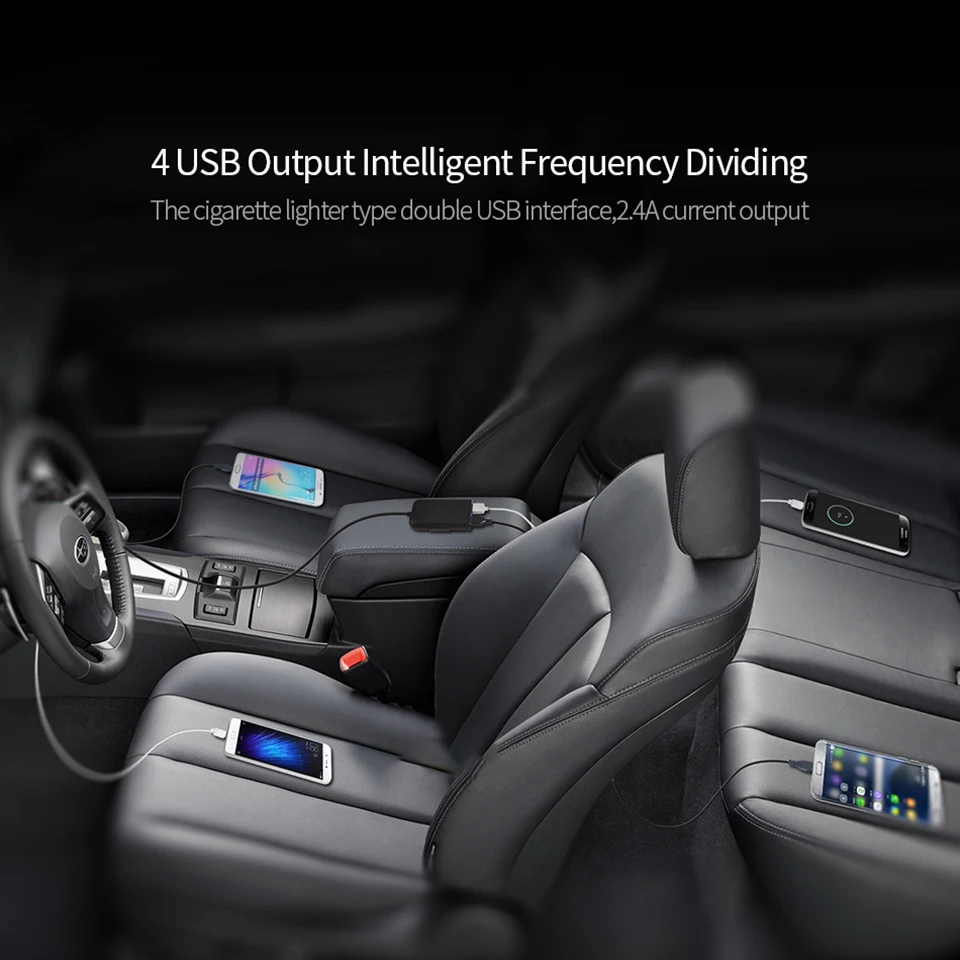 AOSHIKE многофункциональный 4 usb порта с 1,7 м линией QC3.0 автомобиля быстрой зарядки прикуривателя заднего сиденья автомобильное зарядное устройство