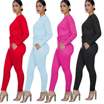 

ZKYZWX Casual Two Piece Set Stacked Fall Clothes for Women Tracksuit Tops and Pant Sweat Suits Lounge Wear Outfits Matching Sets