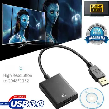 

USB 3.0 to HDMI Video Adapter Full HD 1080P Converter for Computer Laptop