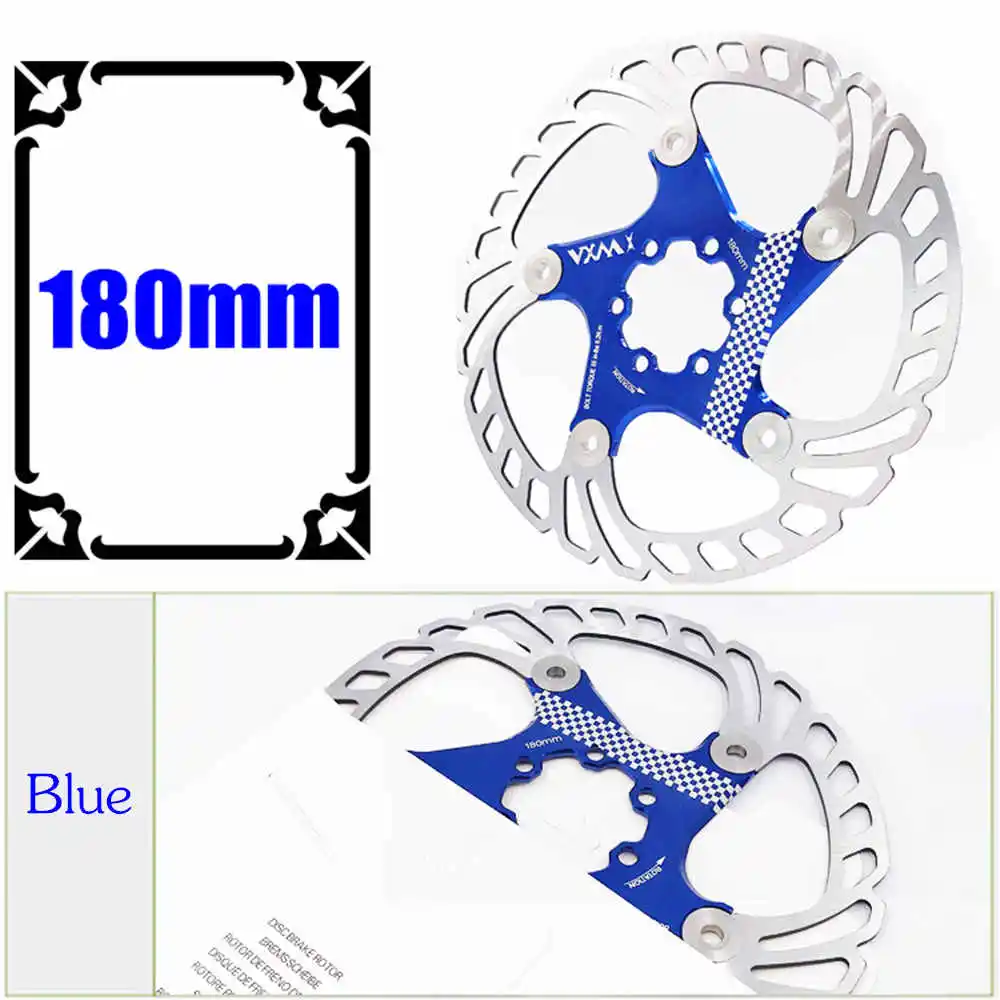 VXM колодки тормозного диска 140/160/180/203 мм велосипедный тормоз роторы MTB охлаждающий поплавок велосипед с дисковым тормозом аксессуаров поплавок колодки тормозного диска - Цвет: 180mm Blue