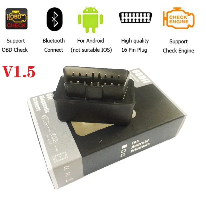 V1.5 elm327 сканер ELM327 Bluetooth Автомобильный базовый состояния считыватель кодов ошибок