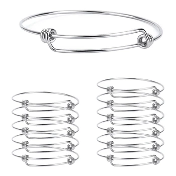 

12Pcs Expandable Blank Bangle Bracelets Adjustable Wire Bracelets for Diy Jewelry Making(2.6 Inches)