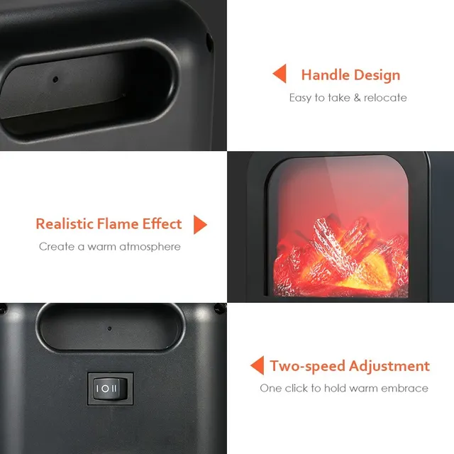 Hordozható Fűtőfűtés Lánghatás Tér Fűtő Ventilátor Túlmelegedés Védelme Beépített Hőmérsékleti Érzékelők Alacsony Zajú Kompakt Könnyűsúlyú - Image 3