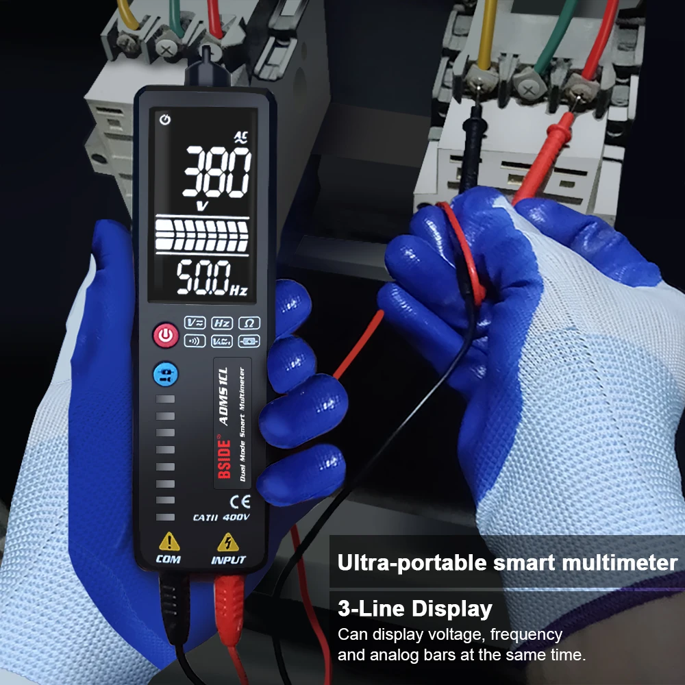 BSIDE Digital Multimeter Voltage Smart Tester 2.4"LCD Non contact Live wire Indicator Automatic multimetro digital profe Tester
