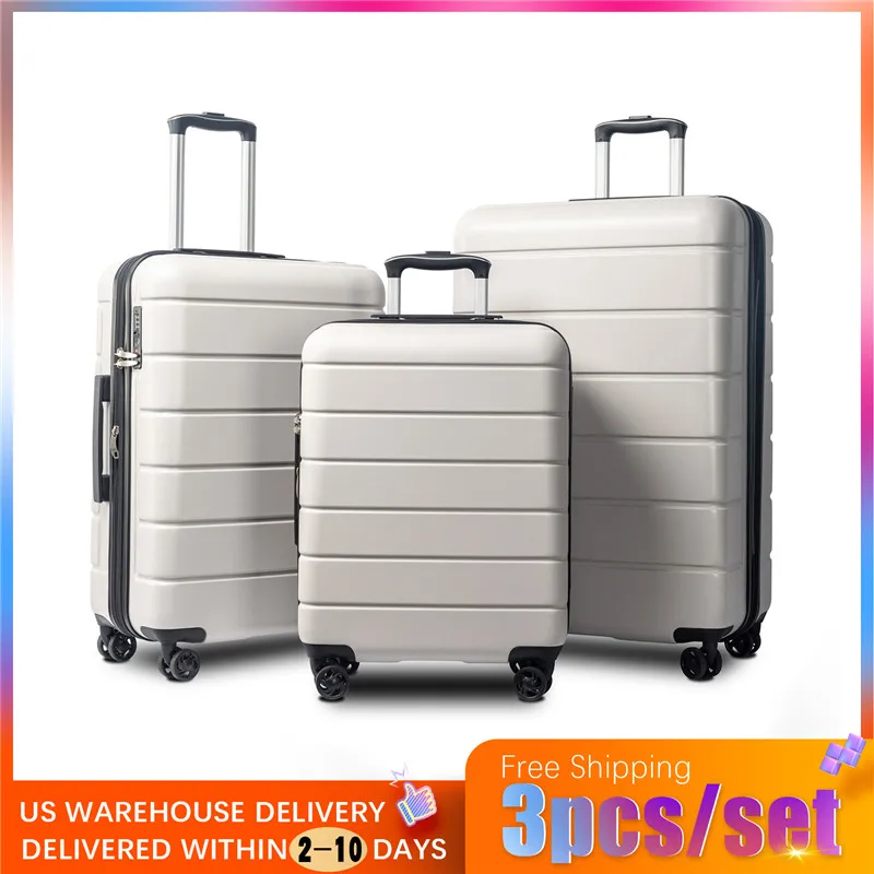 

VOGVIGO 3pcs Rolling Luggage with Lock Spinner Lightweight High Strength Carry-Ons Suitcase Business Luggage Family Suit Baggage