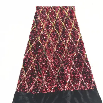 

African Velvet Lace Fabric High Quality Nigerian velvet Lace with Popular Sequence Fabric Lace French Lace Fabric