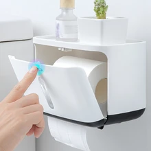 Полка для ванной комнаты креативная двойная дырочка без следа Дырокол Водонепроницаемая Ванная кухонная бумажная коробка для полотенец