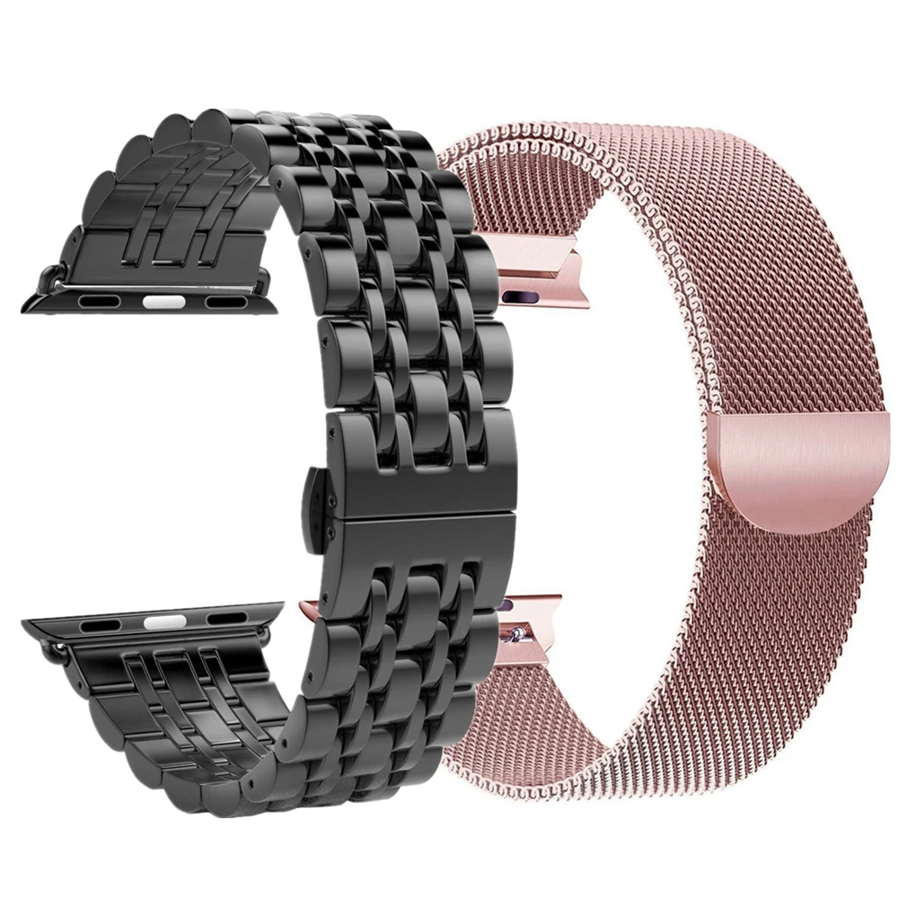 Для Apple Watch Series 5 4 40 мм 44 мм Набор браслетов из нержавеющей стали Миланская петля для iwatch 38 мм 42 мм сменный ремешок