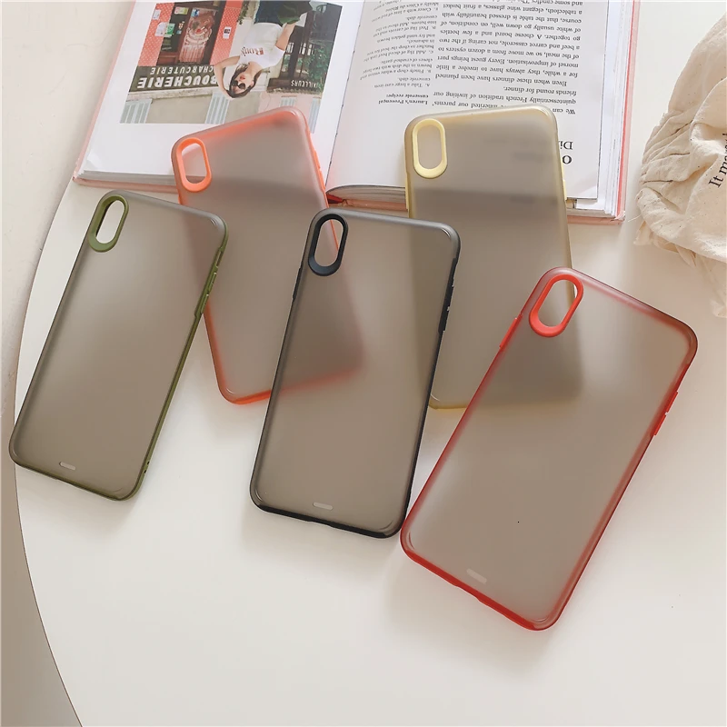 

Simple Shockproof Matte Cases For iphone 11 Pro Max XR X XS Max Candy Color Phone Case For iphone 6 6S 7 8 Plus Cover Coque Capa