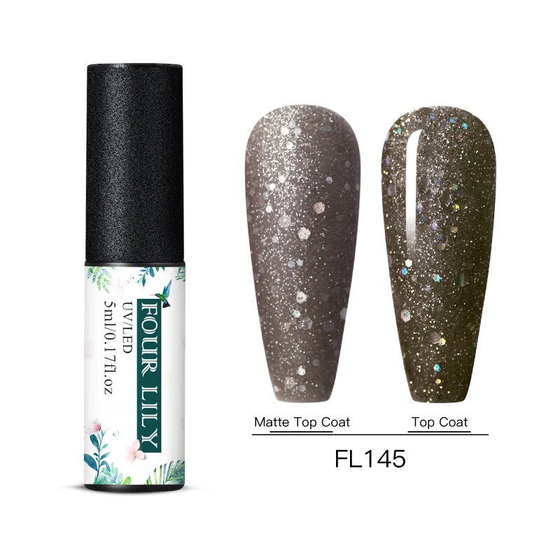 Four Lily Matte Top Coat Color UV Gel Nail Polish Glitter Gel Polish Semi Permanent Soak Off UV Gel Varnish DIY Nail Art Gel - Цвет: S06916