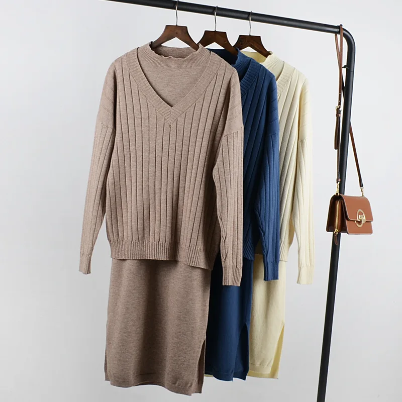 Женский трикотажный костюм HLBCBG комплект из двух предметов свитер с