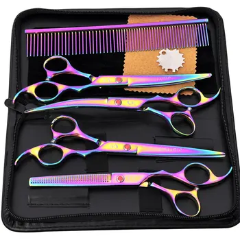 

8Pcs Pet Dog Scissors Set Professional Grooming Dogs Comb Shear Hair Cutter Straight Thinning Curved Scissors Pet Products