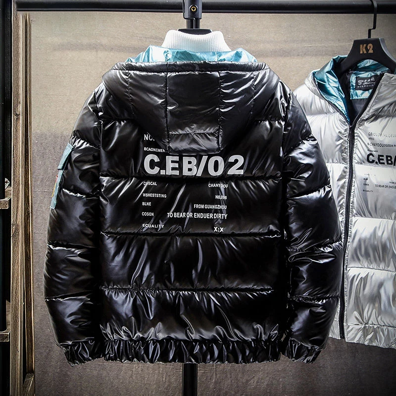 2019 Зимняя парка с принтом Мужская свободная Корейская теплая куртка пальто