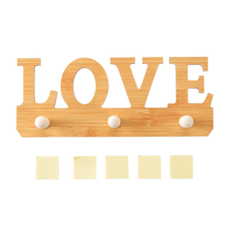 Wooden Door Hook Cute Animal Letter Shape Seamless Nail-free Rack for Bathroom Hook Hanger Kitchen Wall Hook
