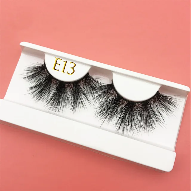 25mm E06 MIKIWI 100% handmade natural  thick  Eye lashes wispy makeup extention tools 3D mink hair volume soft false  eyelashes E13 with tray