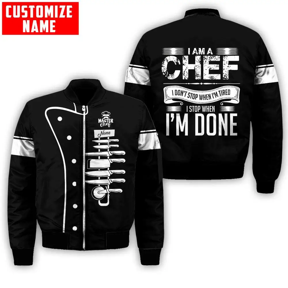 Männer Mode Bomber Custom Name Master Chef 3D All Over Gedruckt Winter Zipper Jacke Casual Unisex Harajuku Streetwear Mantel FX-05 – Detail 1
