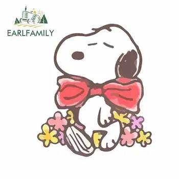 

EARLFAMILY 13cm x 11.2cm for Snoopy With A Red Bow Tie Funny Car Stickers Windshield Bumper Windows Car Decal Body For Car