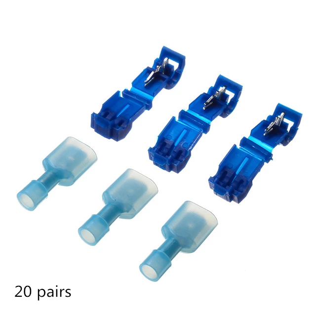 20 pairs 40PCS Blue 60 шт. провода Соединители терминалы обжимной терминал шотландский замок быстрого соединения 22-10AWG Электрический автомобильный аудиоистема набор инструментов - Цвет: 20 pairs 40PCS Blue