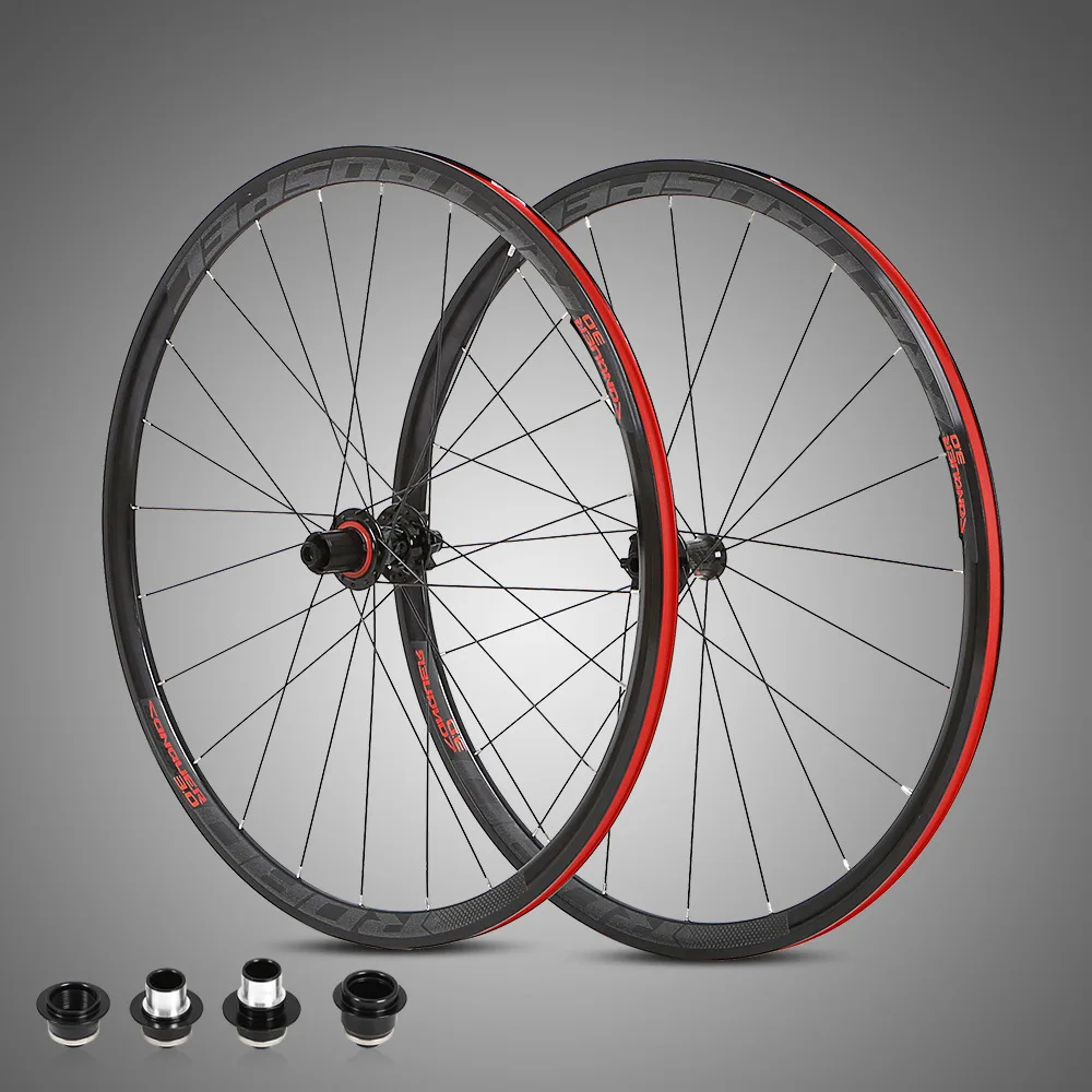 

Highway Wheel Set Highway Aluminum Black Circle Four Bearing Disc Brakes Thru Axle 30 Knife 700C Road Bike Wheel Assembly