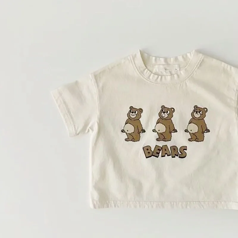 Cotton Summer Baby T Shirt Cute Bears Print Toddler Tops
