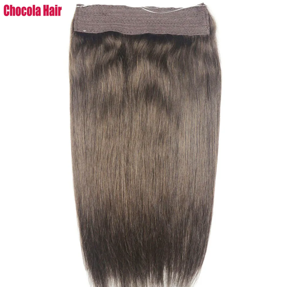 Wire Remy Human Hair Extensions In One Piece Set Brazilian Natural Halo Human Hair Extensions No Clip