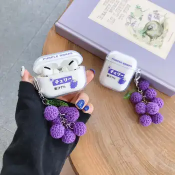 

Cute Headset Earphone Purple Grape with Pendant Patterned Unique Case For Apple Airpods Pro Protective Cover