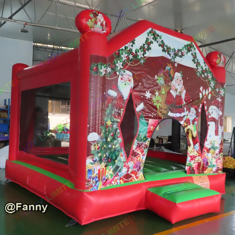 4x4m Christmas Theme Inflatable Bounce House Jumping Castle With Roof