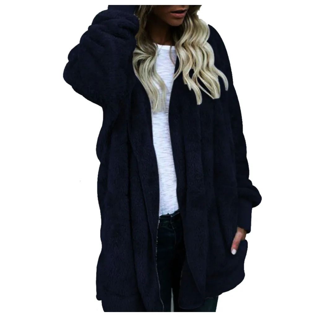 Большой размер, S-5XL, искусственный мех, плюшевый мишка, пальто, куртка, женская мода, открытая стежка, зимнее пальто с капюшоном, женское, длинный рукав, пушистая куртка
