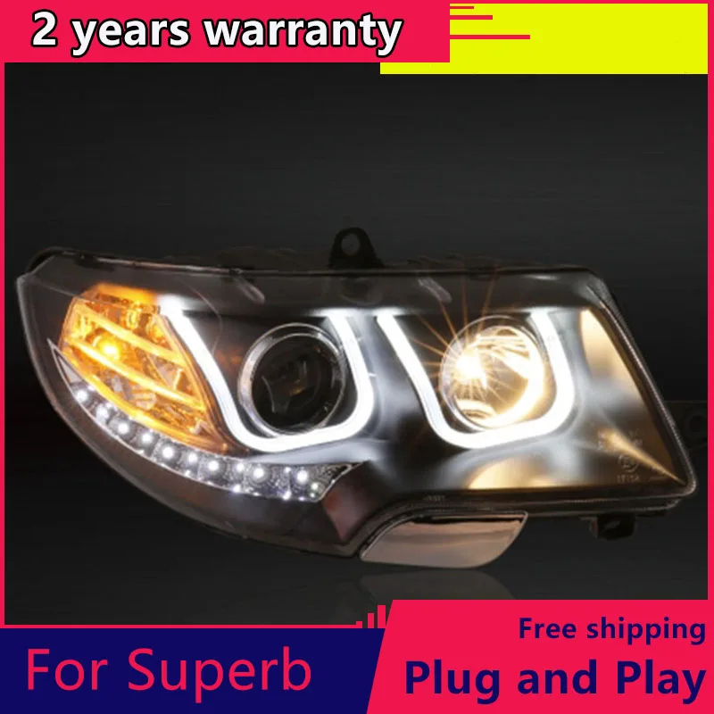 

KOWELL Car Styling for Skoda Superb Headlights 2009-2013 Superb LED Headlight DRL Lens Double Beam H7 HID Xenon bi xenon lens