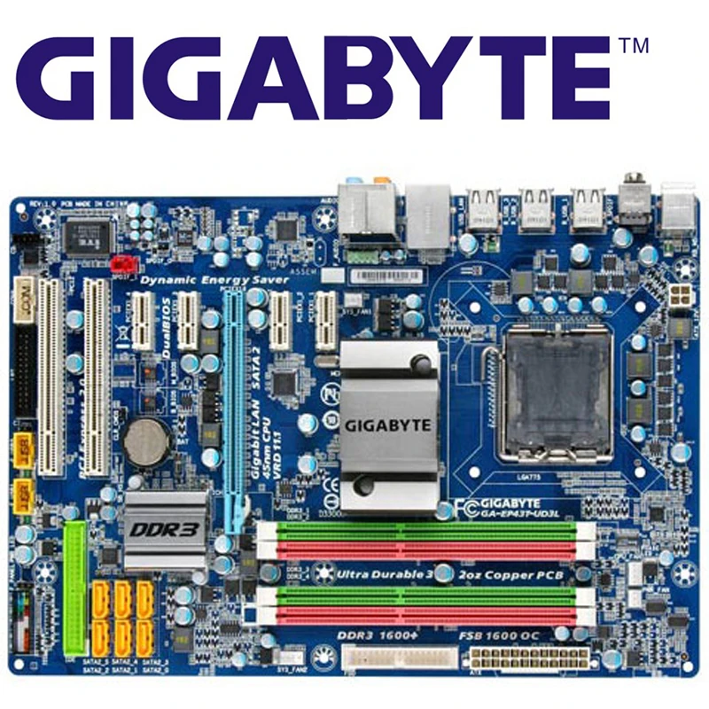 LGA 775 DDR3 Gigabyte GA EP43T UD3L 100% оригинальная материнская плата USB2.0 16G P43|Материнские платы|