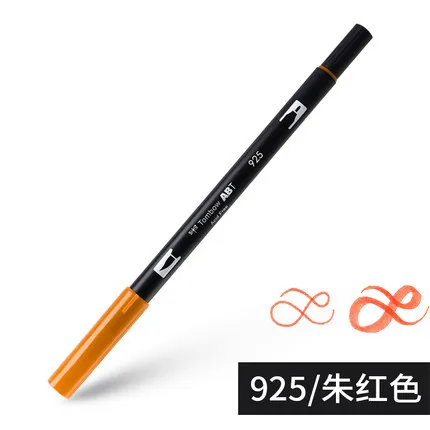925 Japanese Brand Soft Head Watercolor Pen Nylon Double Head Graffiti Painting Pen Highlighter Marker Pens Art Supplies 24 colors - Color: 925