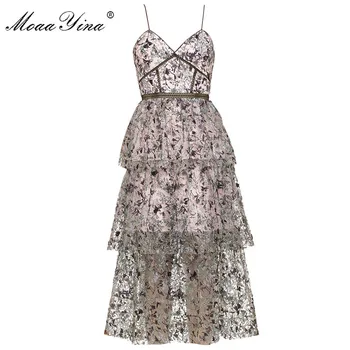 

MoaaYina New arrival Straped Women Sequins Dress Hollow Out Backless Sexy Lady Holiday Dress