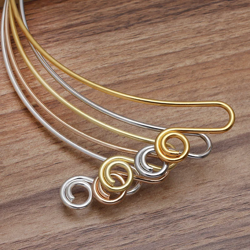 2pcs DIY Metal Collar Neckalce Circle Hang Hook Bride Base Setting Jewelry Making Components Wedding Necklace Jewelry DIY