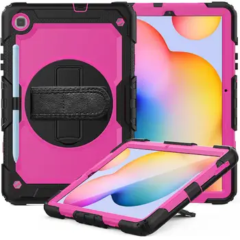 

360 Rotation Heavy Shockproof Tablet Protect Cover For Samsung Galaxy Tab S6 Lite 10.4\" 2020 P610 P615 Case Coque+Straps+pen