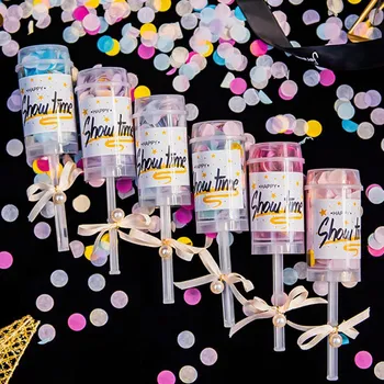 

6pcs Hand-held Push Pop-up Wedding Cannon Wedding Hand Push Small Salute Party Spray Flower Confetti Firework Party Decoration