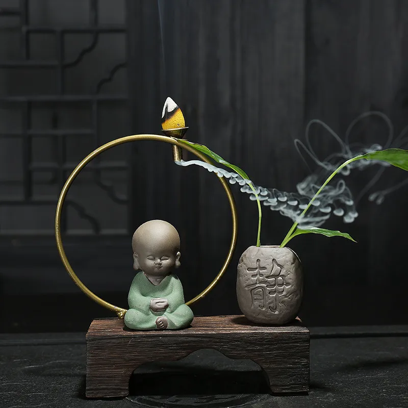 Керамическая курильница Zen Little Monk Backflow искусственная гидропоника цветочный