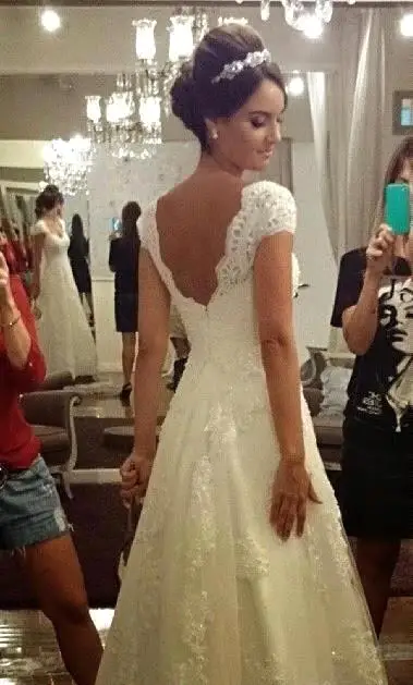 Vestido De Noiva популярное ТРАПЕЦИЕВИДНОЕ сексуальное с открытой спиной аппликационные жемчужины для кружева Расшитое бисером свадебное платье платья для матери невесты