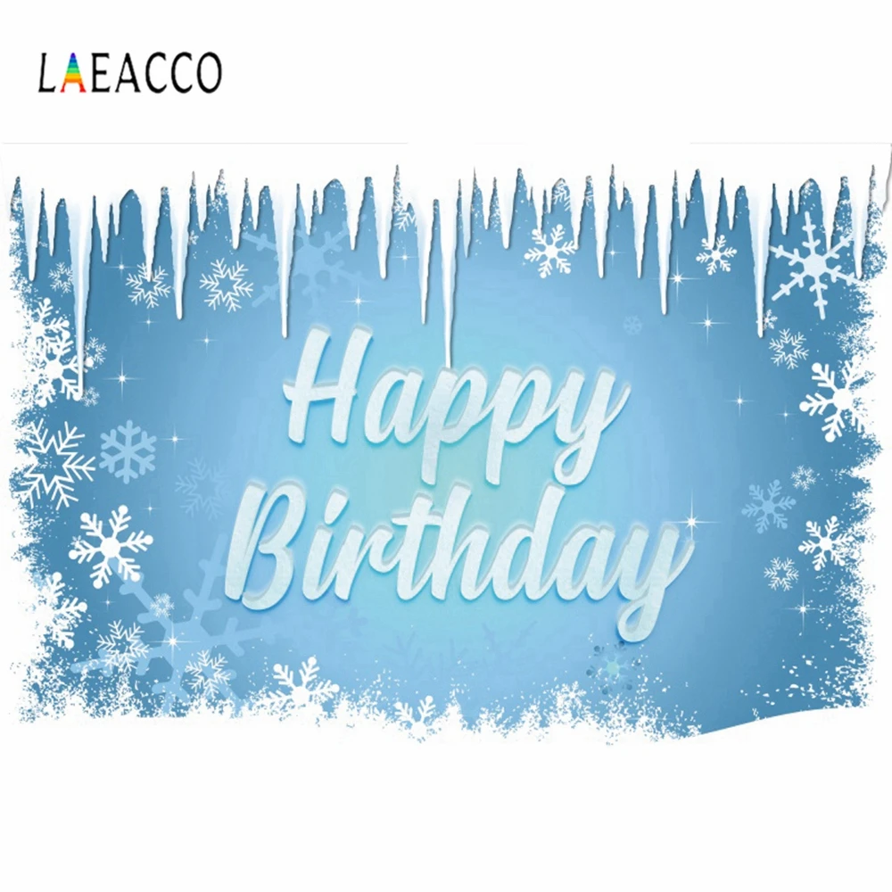 

Laeacco Snowflake Ice Theme Baby Children Birthday Photo Background Customized Vinyl Photographic Photography Backdrop Studio
