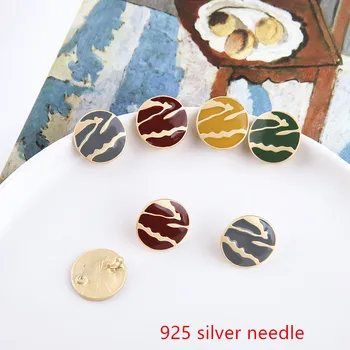 

Min order 20pcs/lot alloy drop oil geometry rounds fashion women earring stud diy jewelry earring accessory